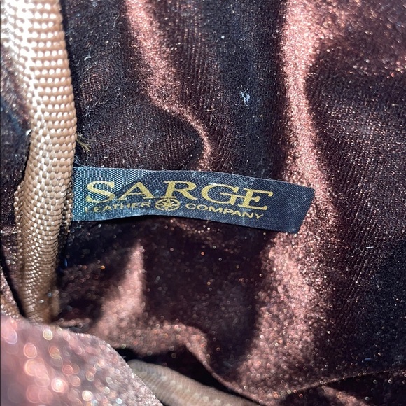 Sarge Cognac Leather Travel Work Academic Neutral Bag Zip Close Compact Organize - Picture 4 of 14